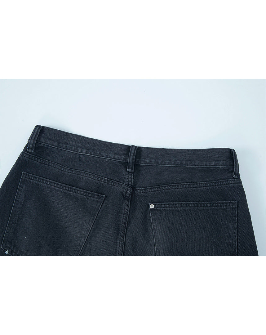 Black Blue Washed Baggy Pants