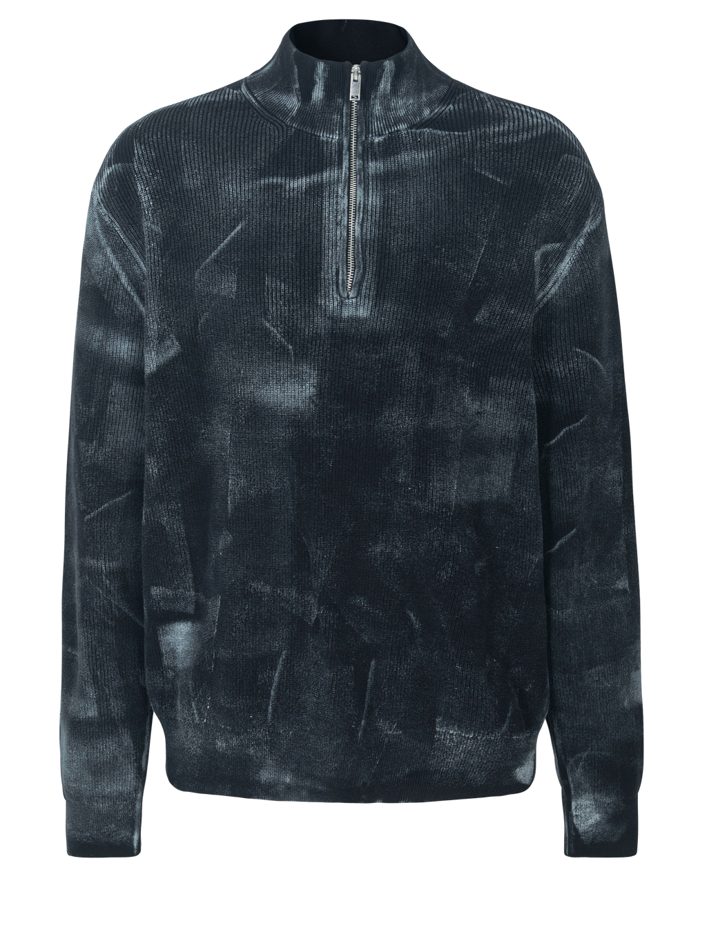 Black Garment Dyed Knit Zip-Up (Pre-Order)