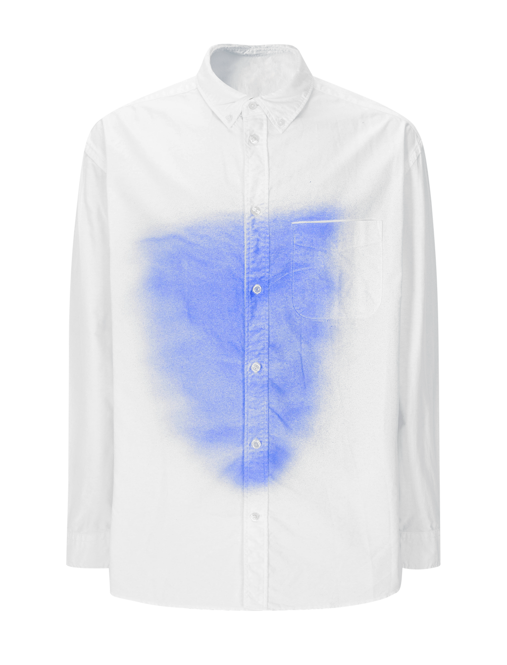 White Blue Painted Oxford Shirt