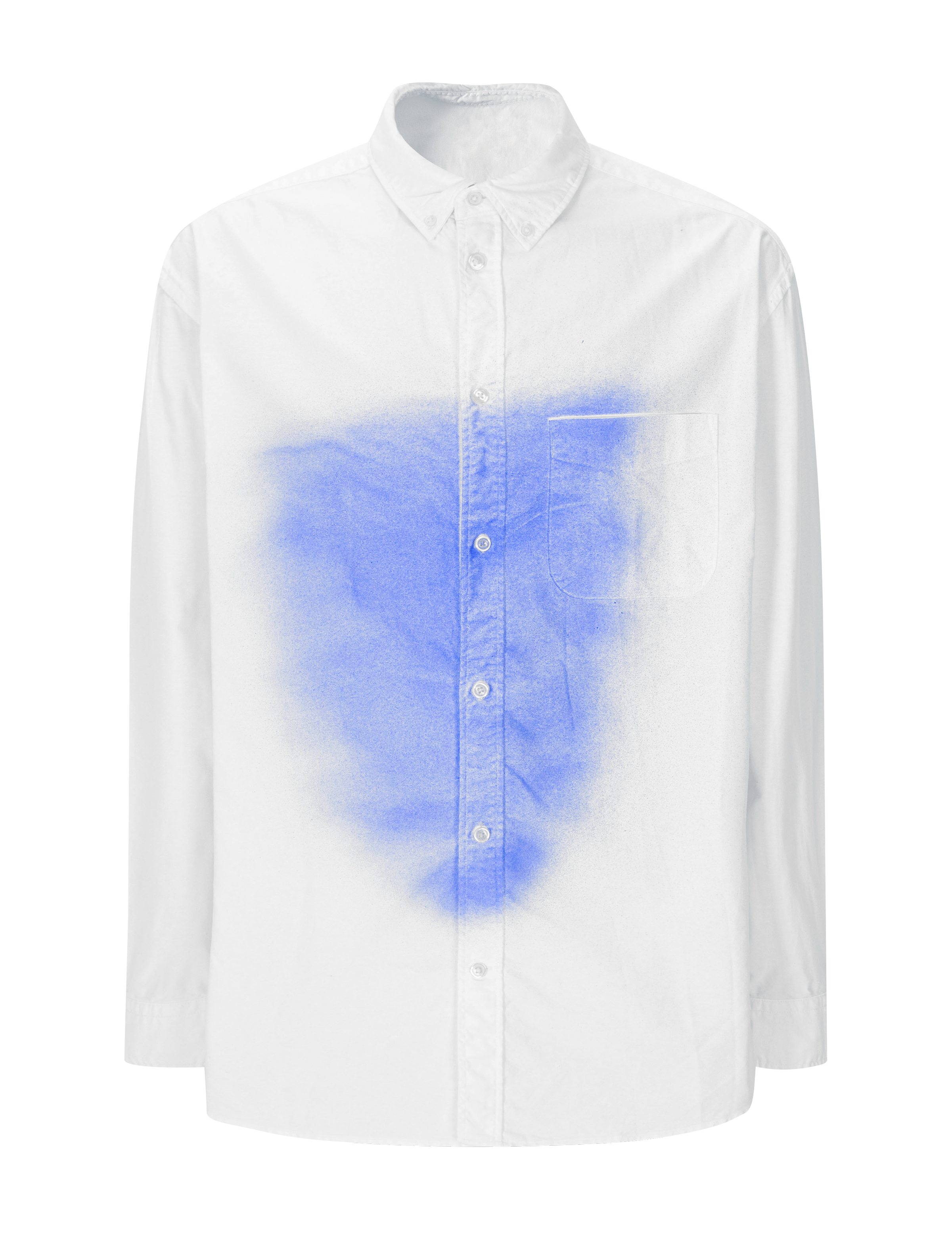 White Blue Painted Oxford Shirt