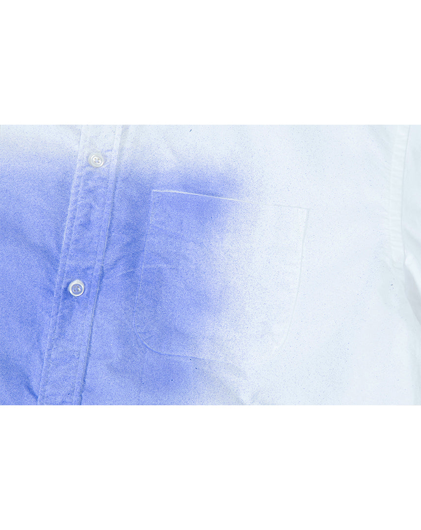 White Blue Painted Oxford Shirt